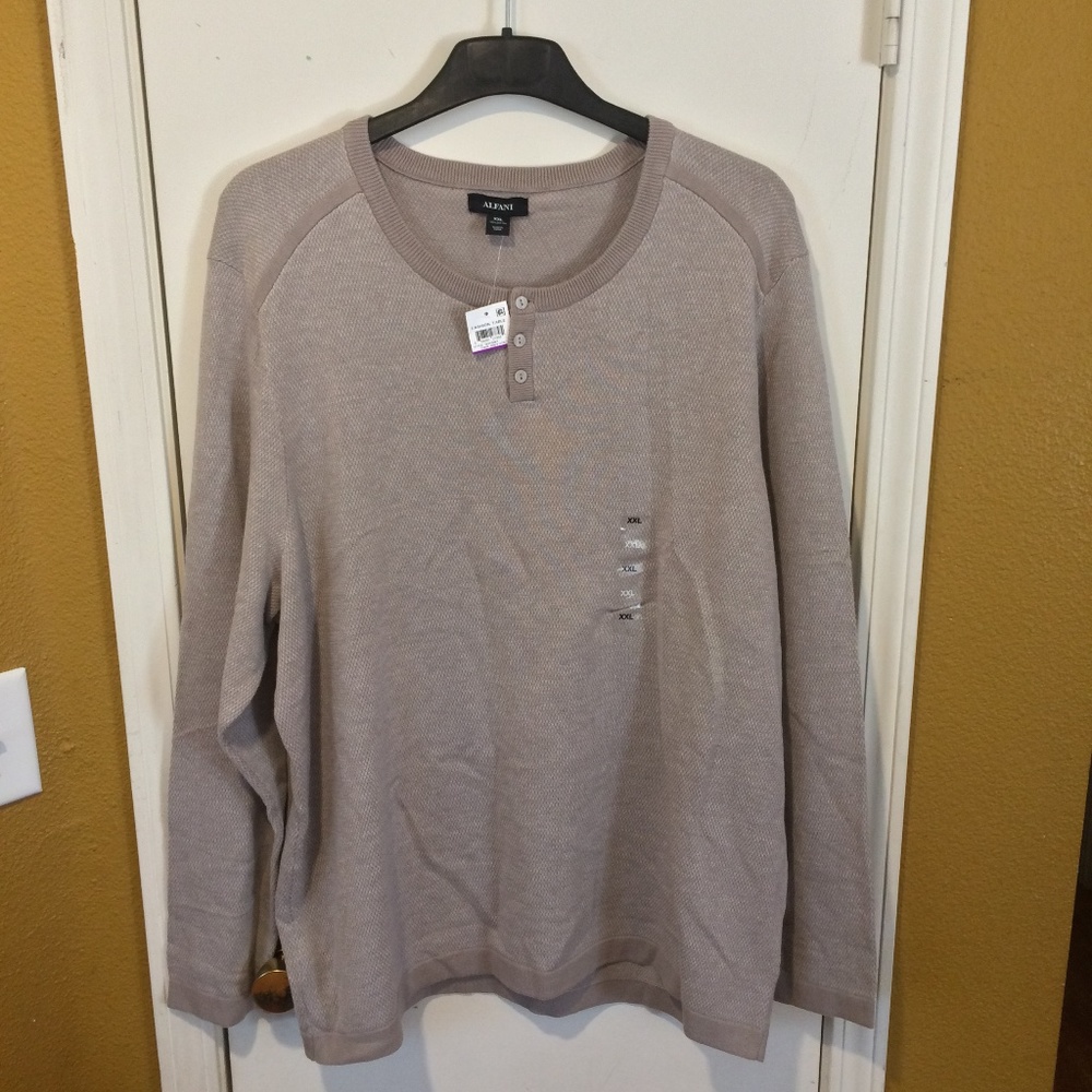 Alfani men's XXL "cave grey" button down long sleeve thermal crewneck sweater - Picture 2 of 5